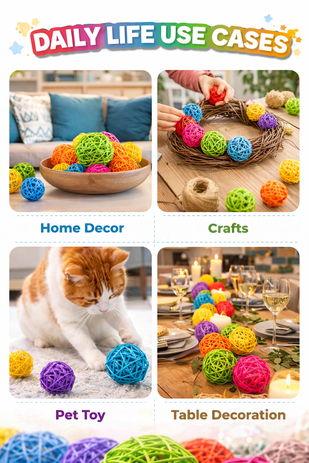 Colorful Rattan Balls Pack