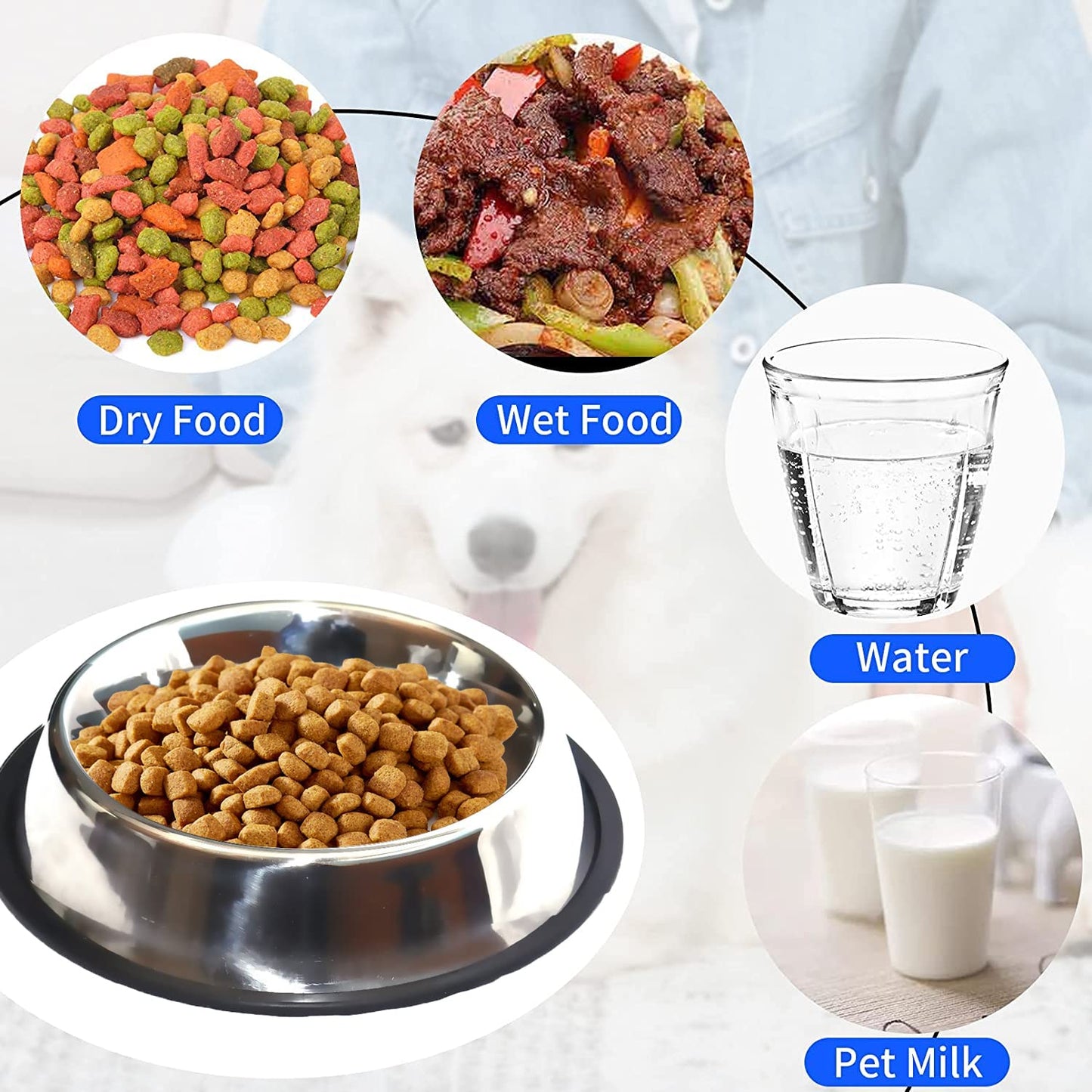 Pet Steel Bowl Feeder-Anti Skid Grip for Water, Food