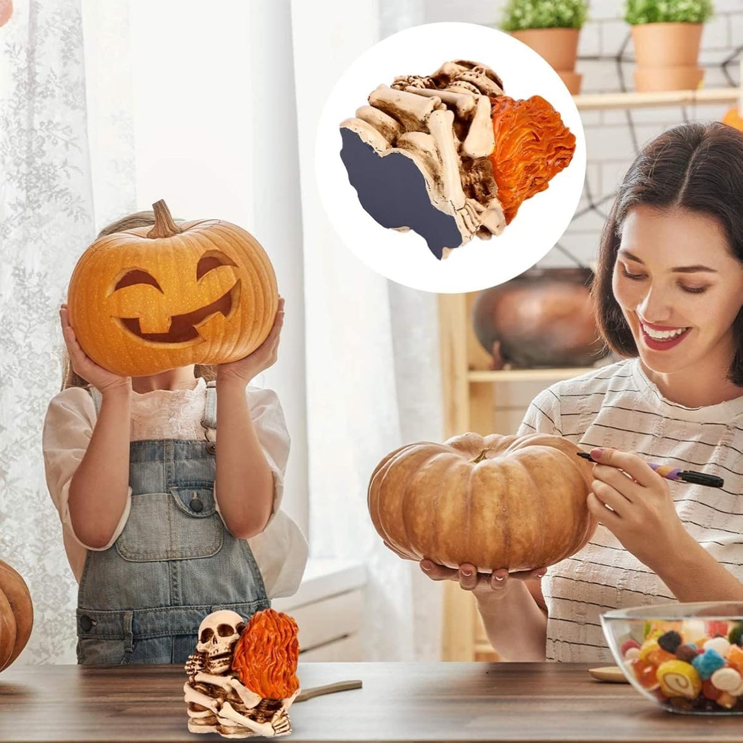 Fish Tank Decorations Resin Lovers Human Skull Statue