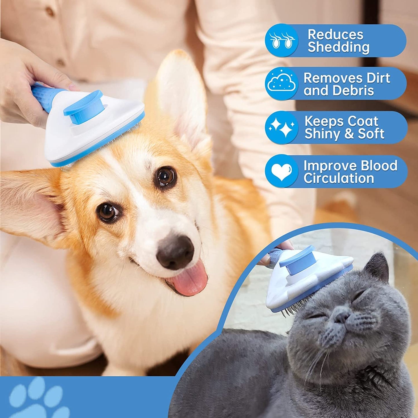 Self Cleaning Slicker Brush for Dog Grooming