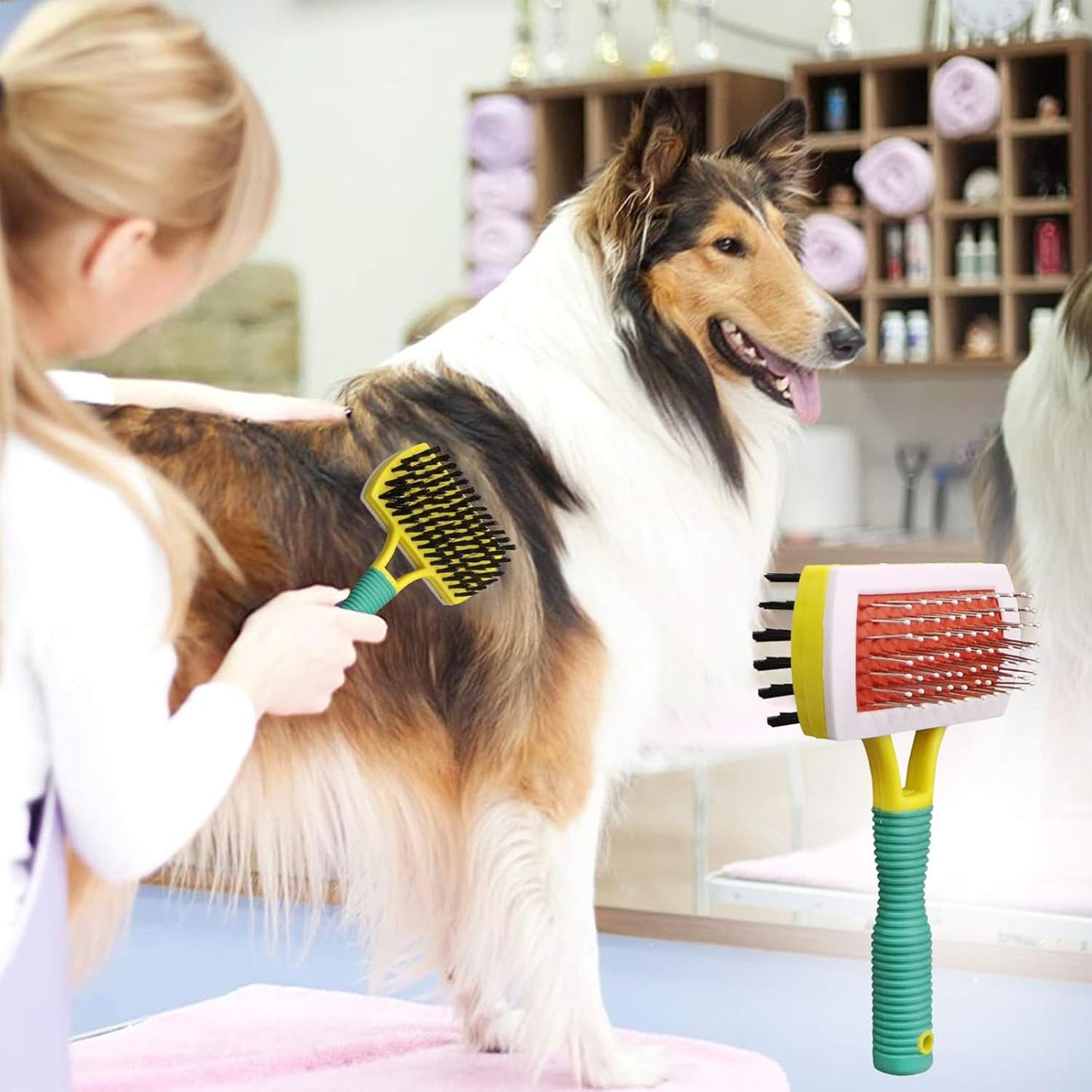 Double-Sided Slicker Hair Grooming Brush