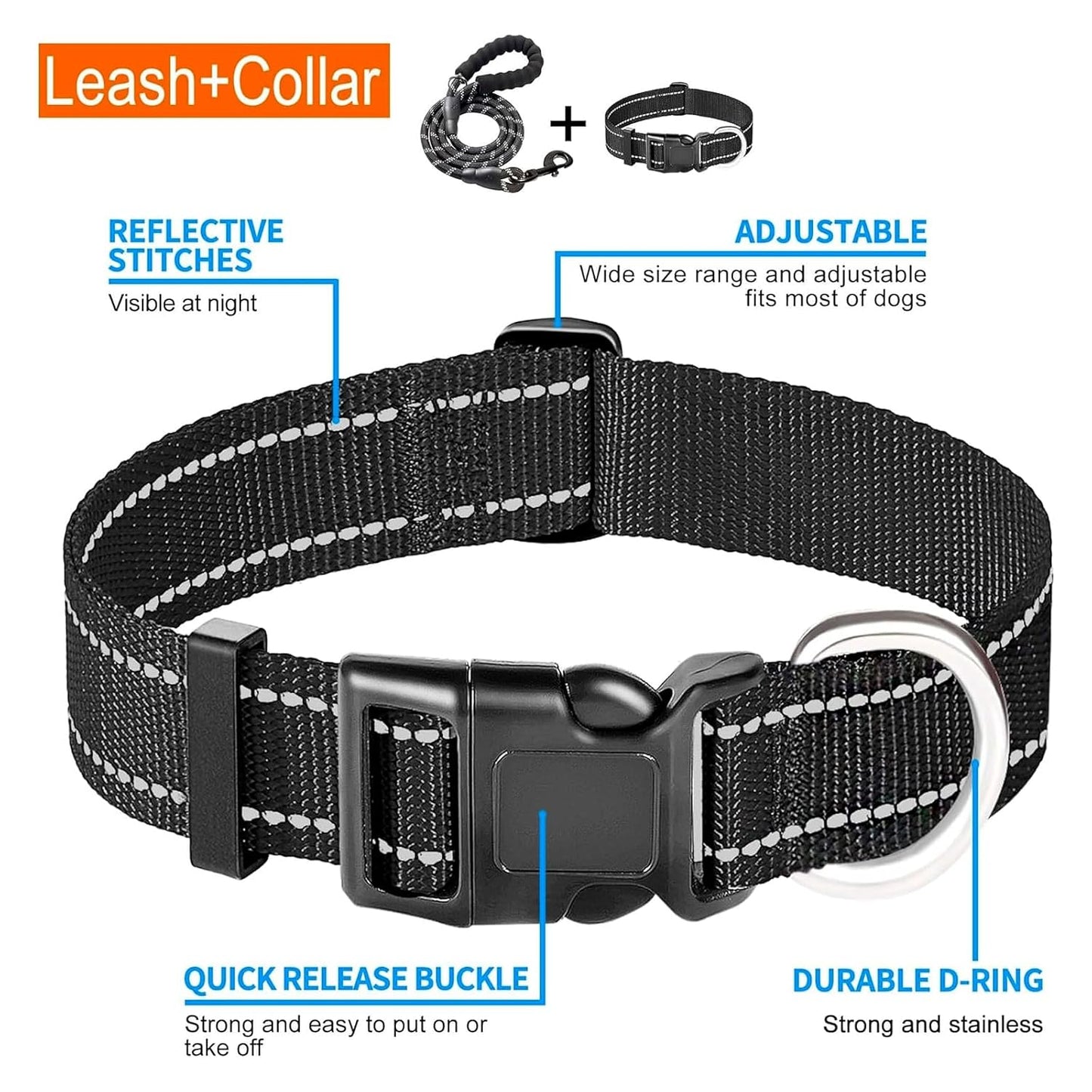 Dog Leash and Collar Set Heavy Duty