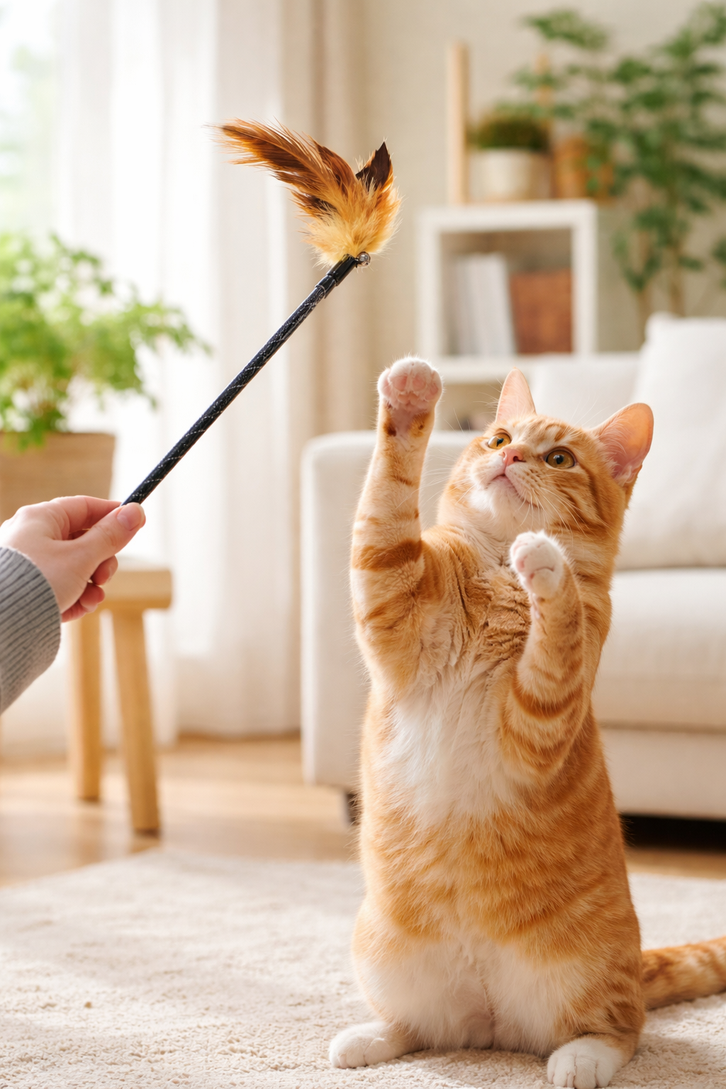 Retractable Feather Wand Cat Toy