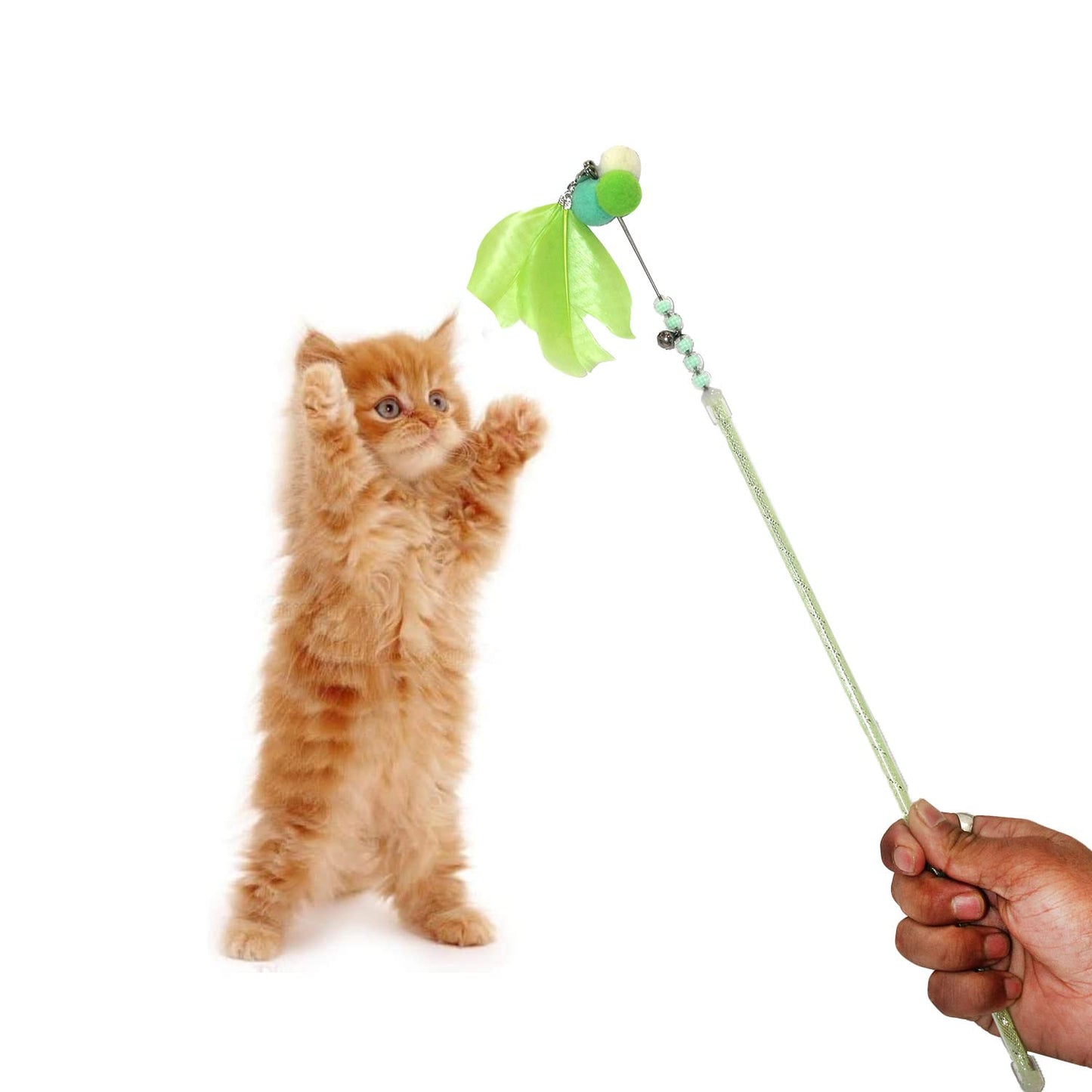 Feather Puff Pearl Cat Wand