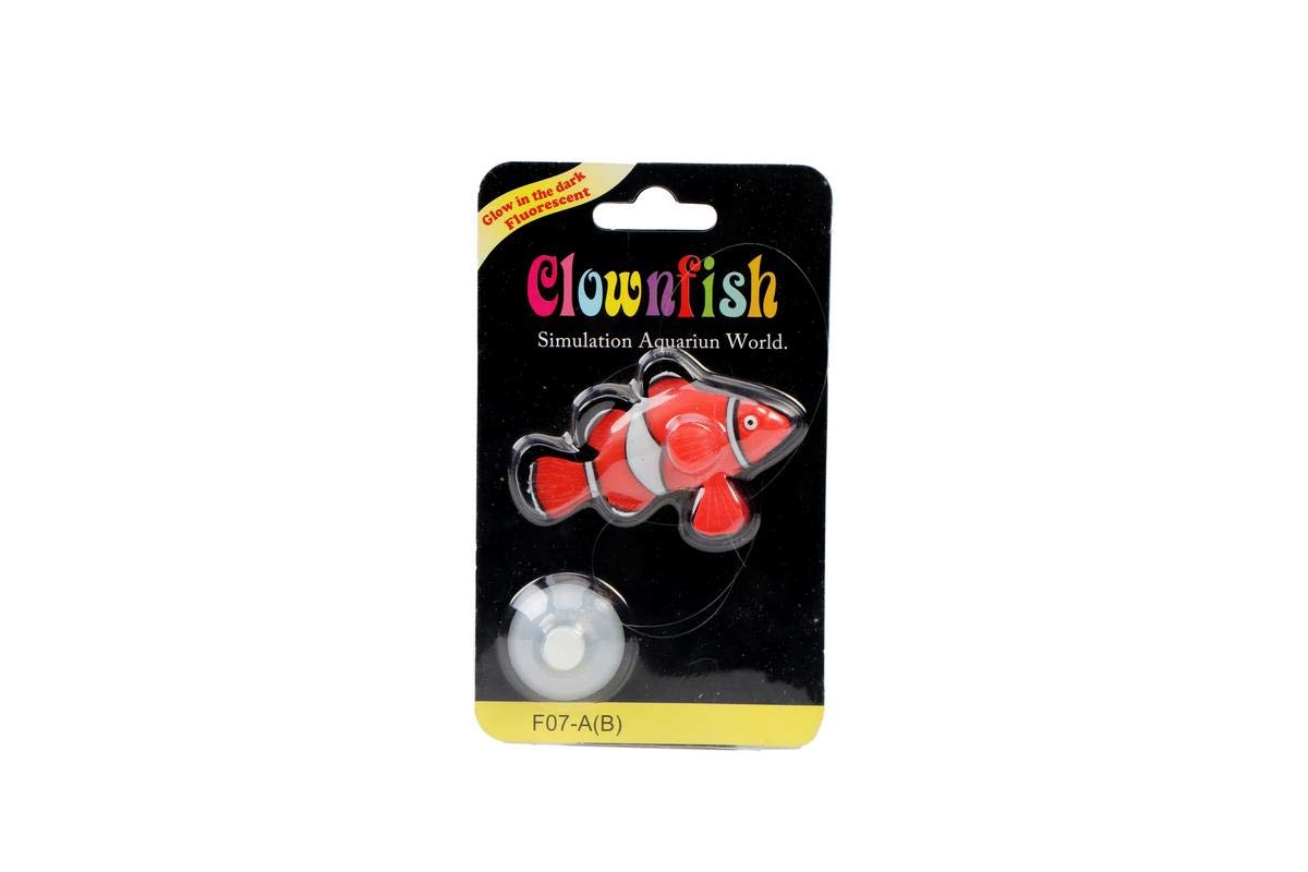 Aquarium Glowing Silicone Gloating Clown Fish Set of 2