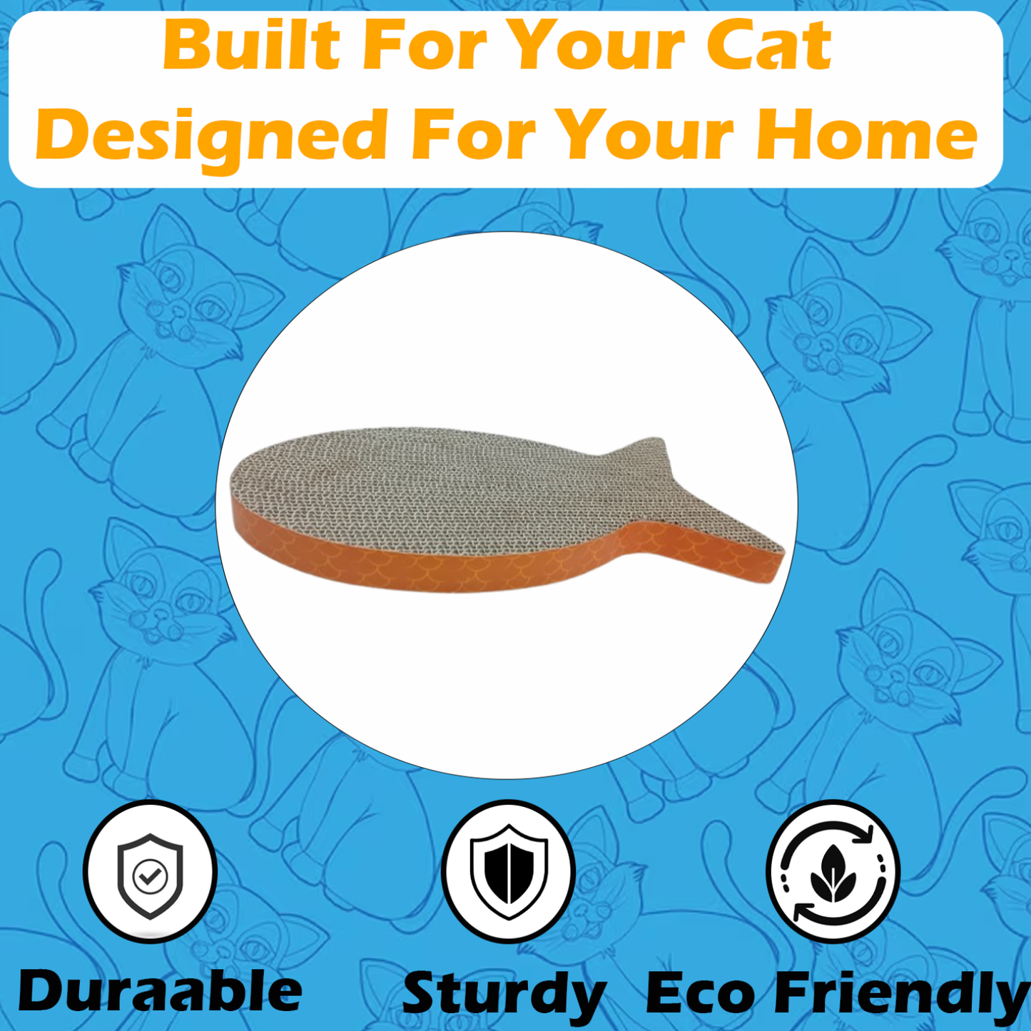 Cat Scratcher Board, Fish Shaped for Kittens & Cats