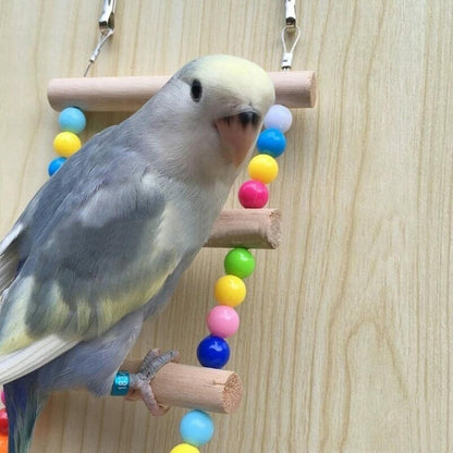 Wooden Pet Bird Ladder & Swing, Climbing Toy