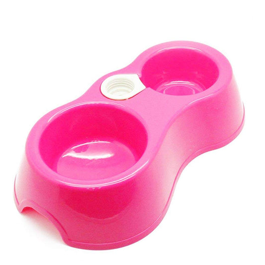 Pink Double Pet Feeding Bowl