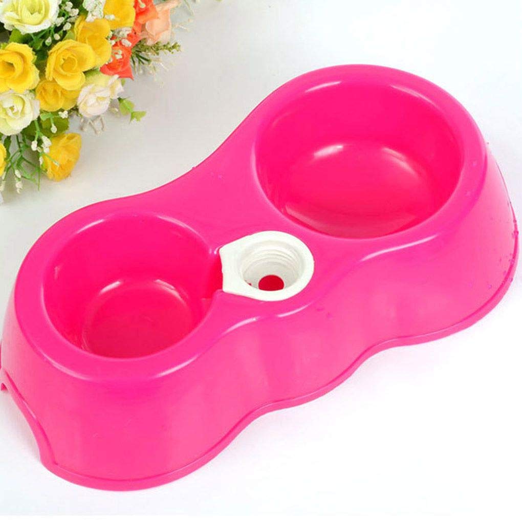 Pink Double Pet Feeding Bowl