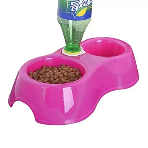 Pink Double Pet Feeding Bowl
