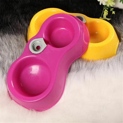 Pink Double Pet Feeding Bowl