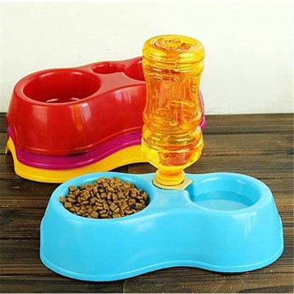 Pink Double Pet Feeding Bowl