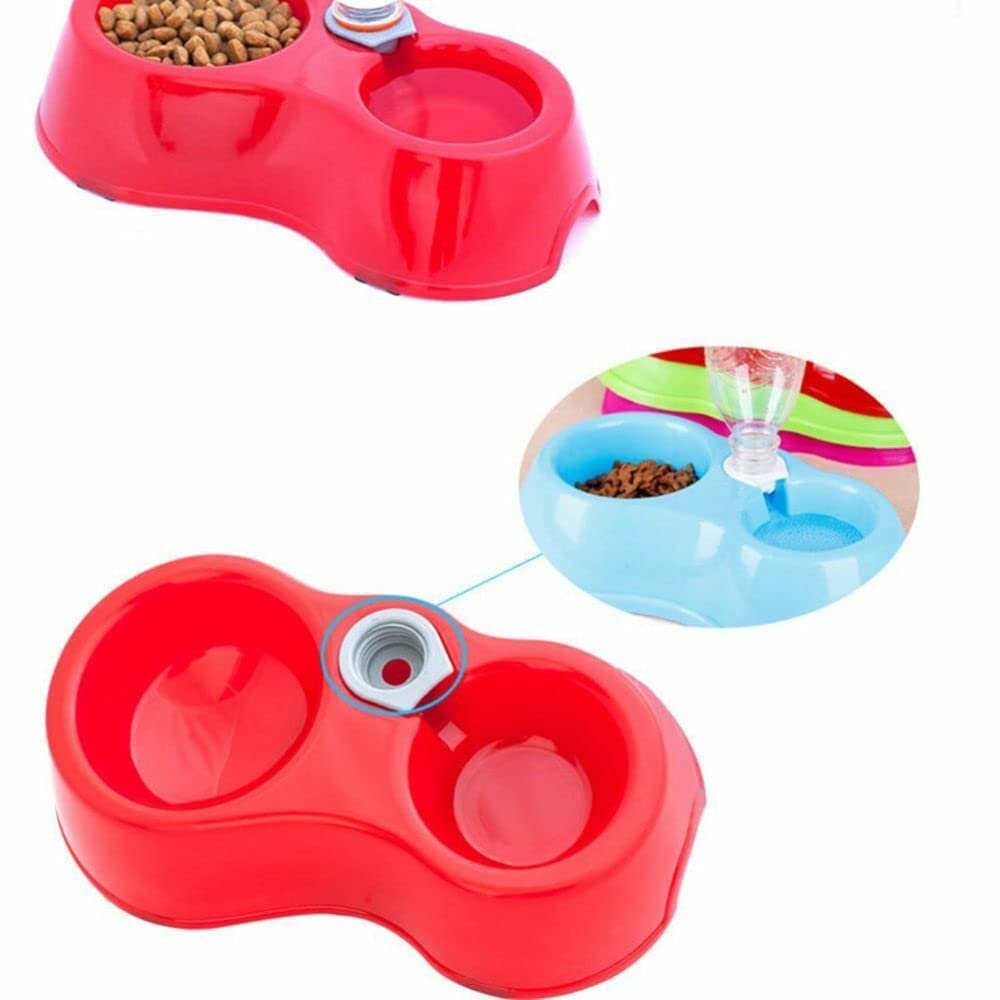 Pink Double Pet Feeding Bowl