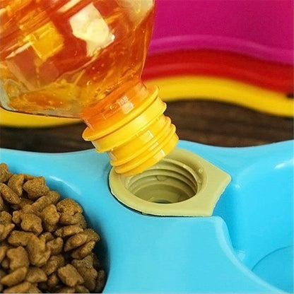 Pink Double Pet Feeding Bowl