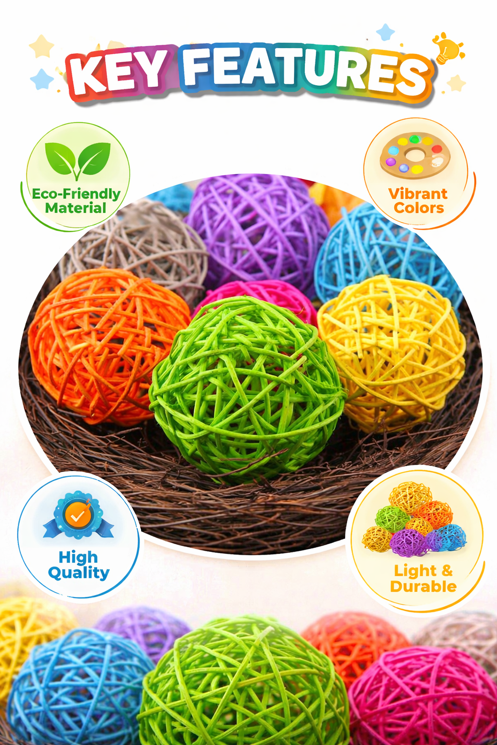 Colorful Rattan Balls Pack