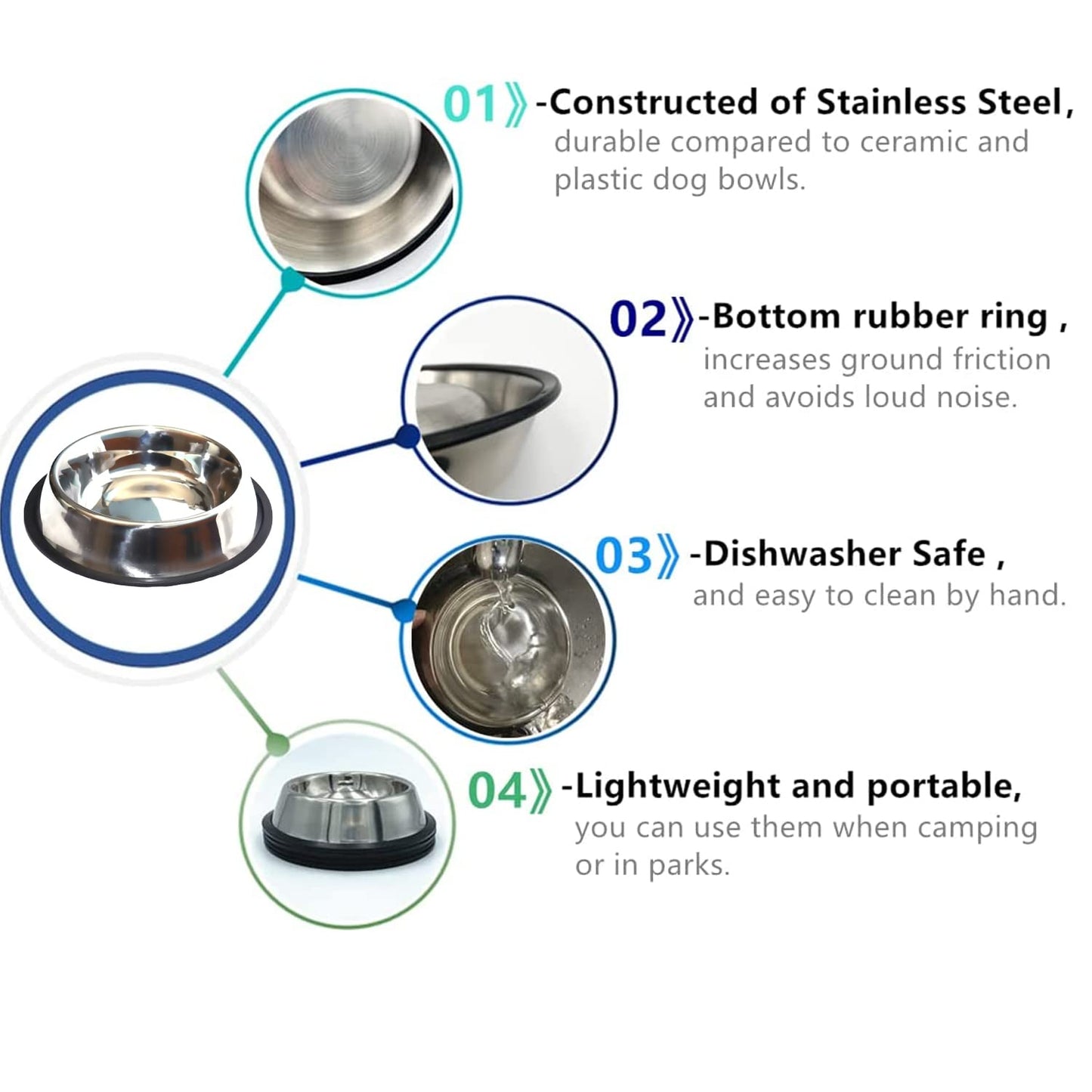 Pet Steel Bowl Feeder-Anti Skid Grip for Water, Food