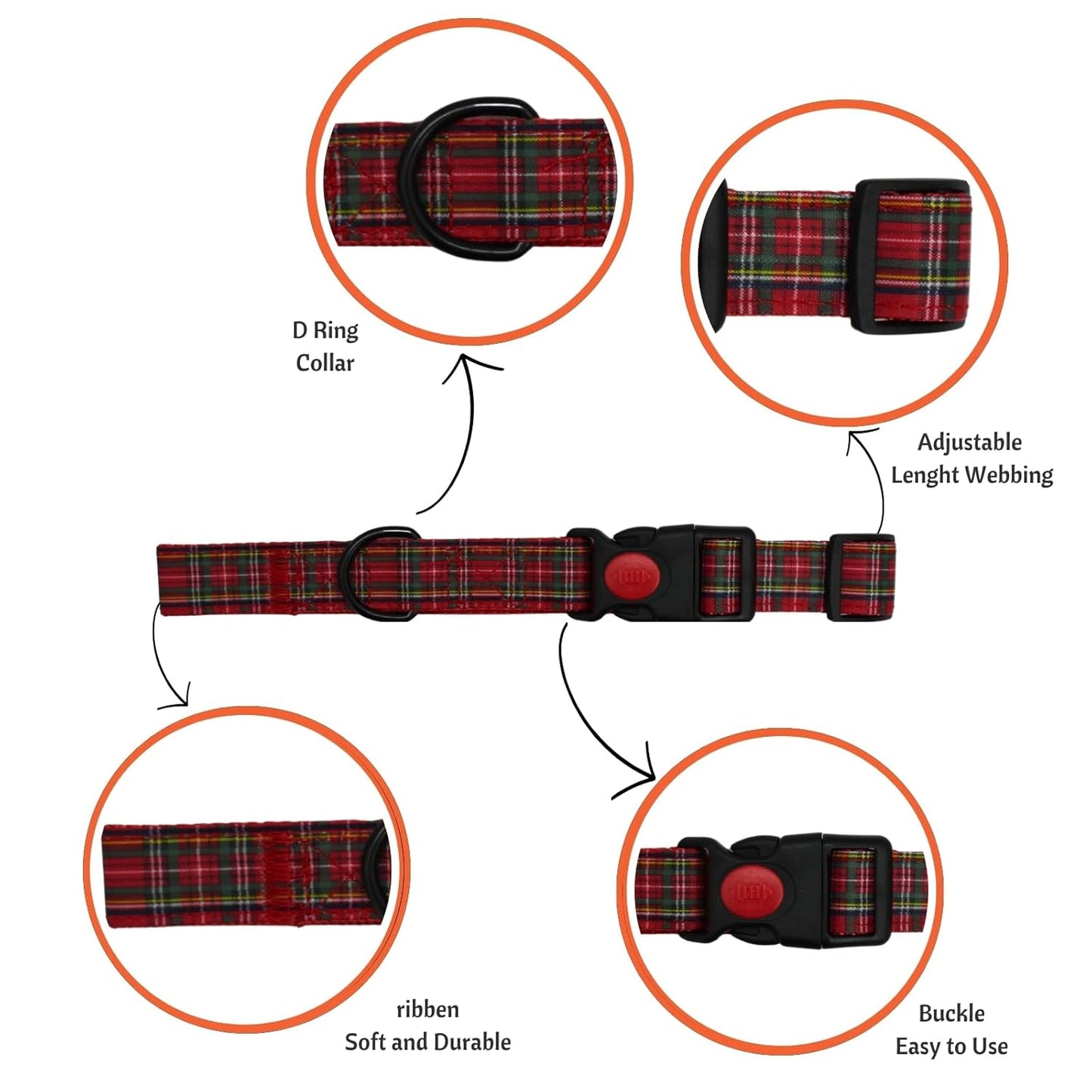 Dog Collar with Safety Locking Buckle