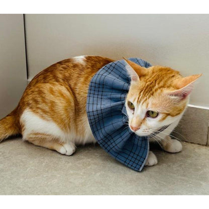 Stylish Adjustable Blue Plaid Cat Bow Tie Collar
