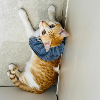 Stylish Adjustable Blue Plaid Cat Bow Tie Collar