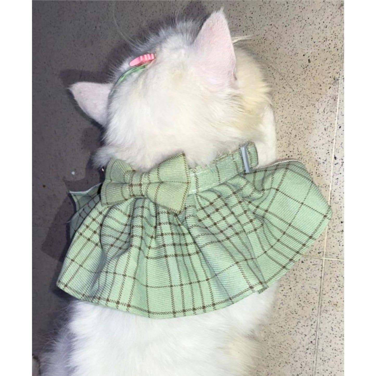 Stylish Adjustable Blue Plaid Cat Bow Tie Collar