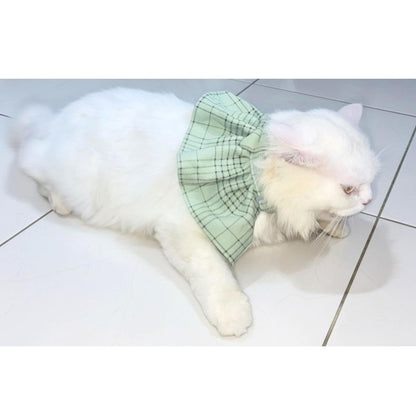 Stylish Adjustable Blue Plaid Cat Bow Tie Collar