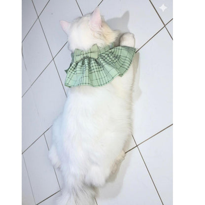 Stylish Adjustable Blue Plaid Cat Bow Tie Collar