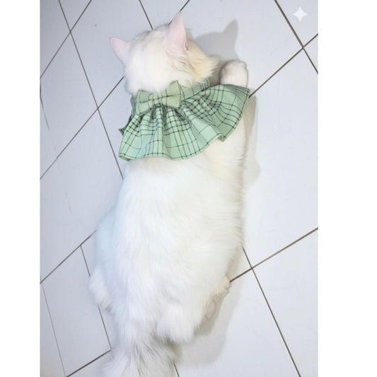 Stylish Adjustable Blue Plaid Cat Bow Tie Collar