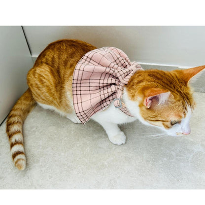 Stylish Adjustable Pink Plaid Cat Bow Tie Collar