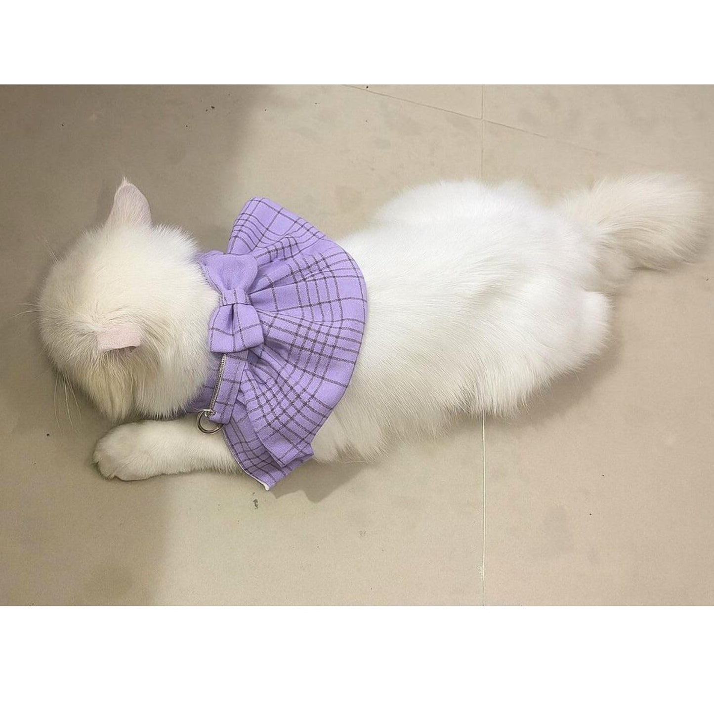 Stylish Adjustable Purple Plaid Cat Bow Tie Collar