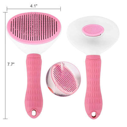 Self-Cleaning Slicker Brush for Dogs & Cats (Pink)