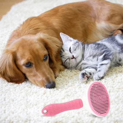 Self-Cleaning Slicker Brush for Dogs & Cats (Pink)