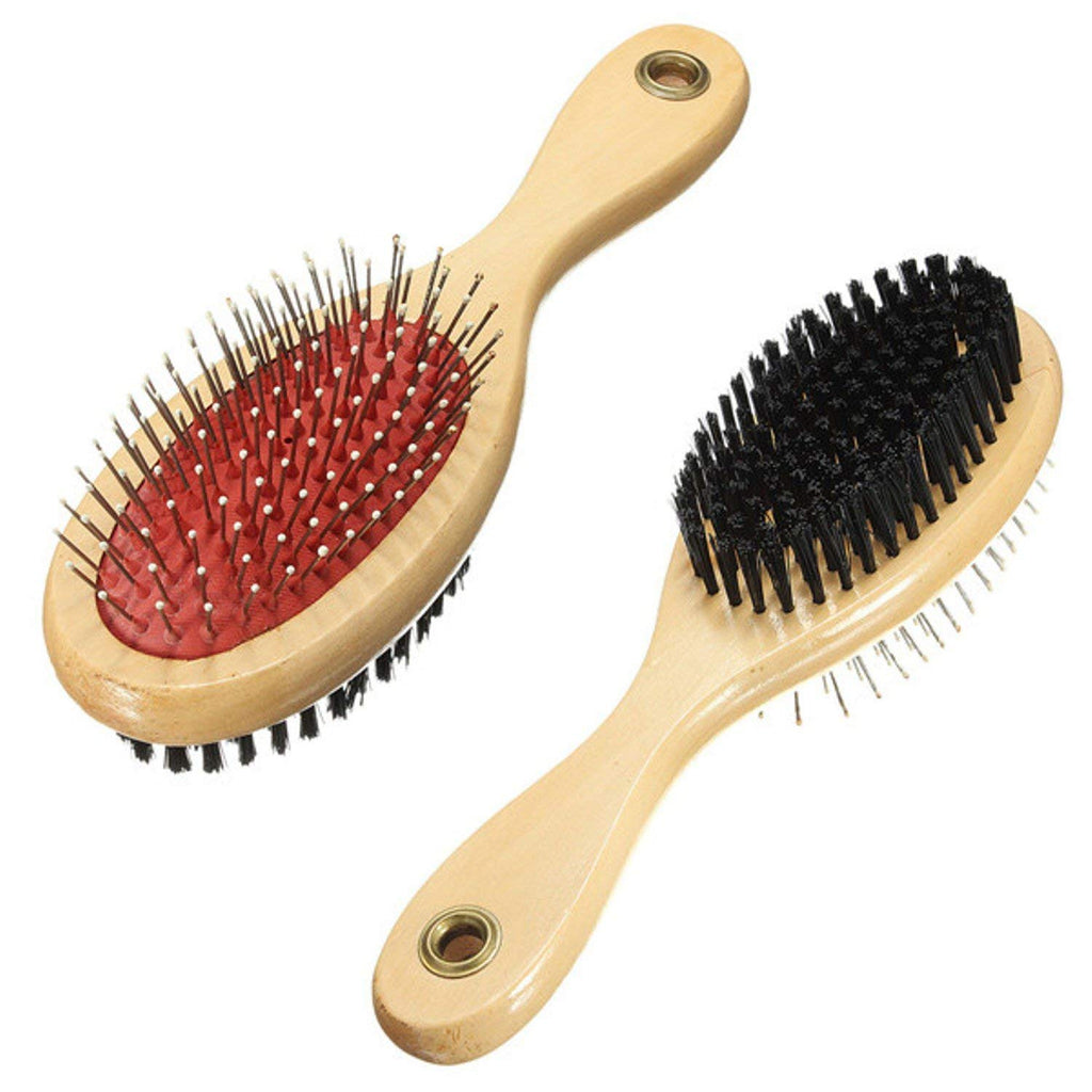 Wooden Pin Bristles Grooming Dog Brush