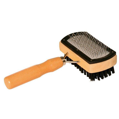Double-Sided Wooden Handle Pet Grooming Brush
