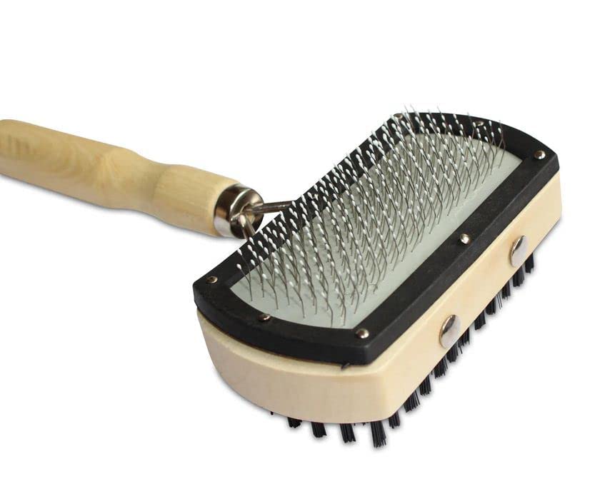 Double-Sided Wooden Handle Pet Grooming Brush