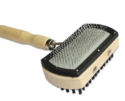 Double-Sided Wooden Handle Pet Grooming Brush