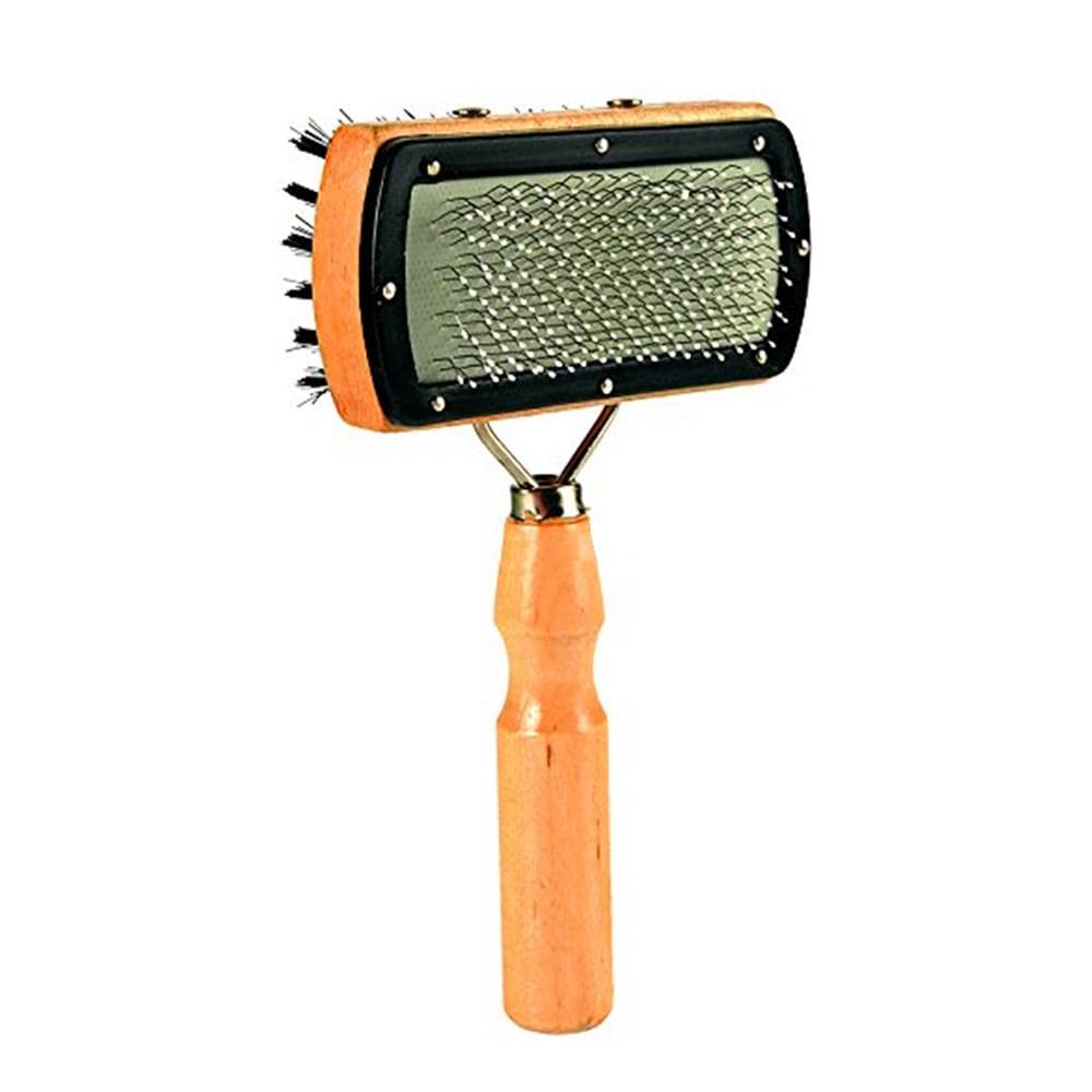Double-Sided Wooden Handle Pet Grooming Brush