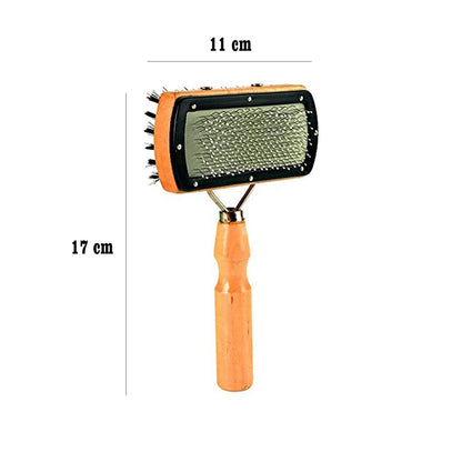 Double-Sided Wooden Handle Pet Grooming Brush