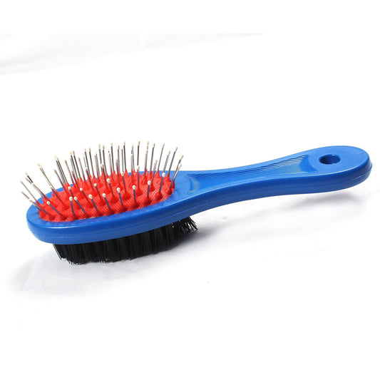 Double Sided Pin Grooming Brush for Dogs & Cats Blue