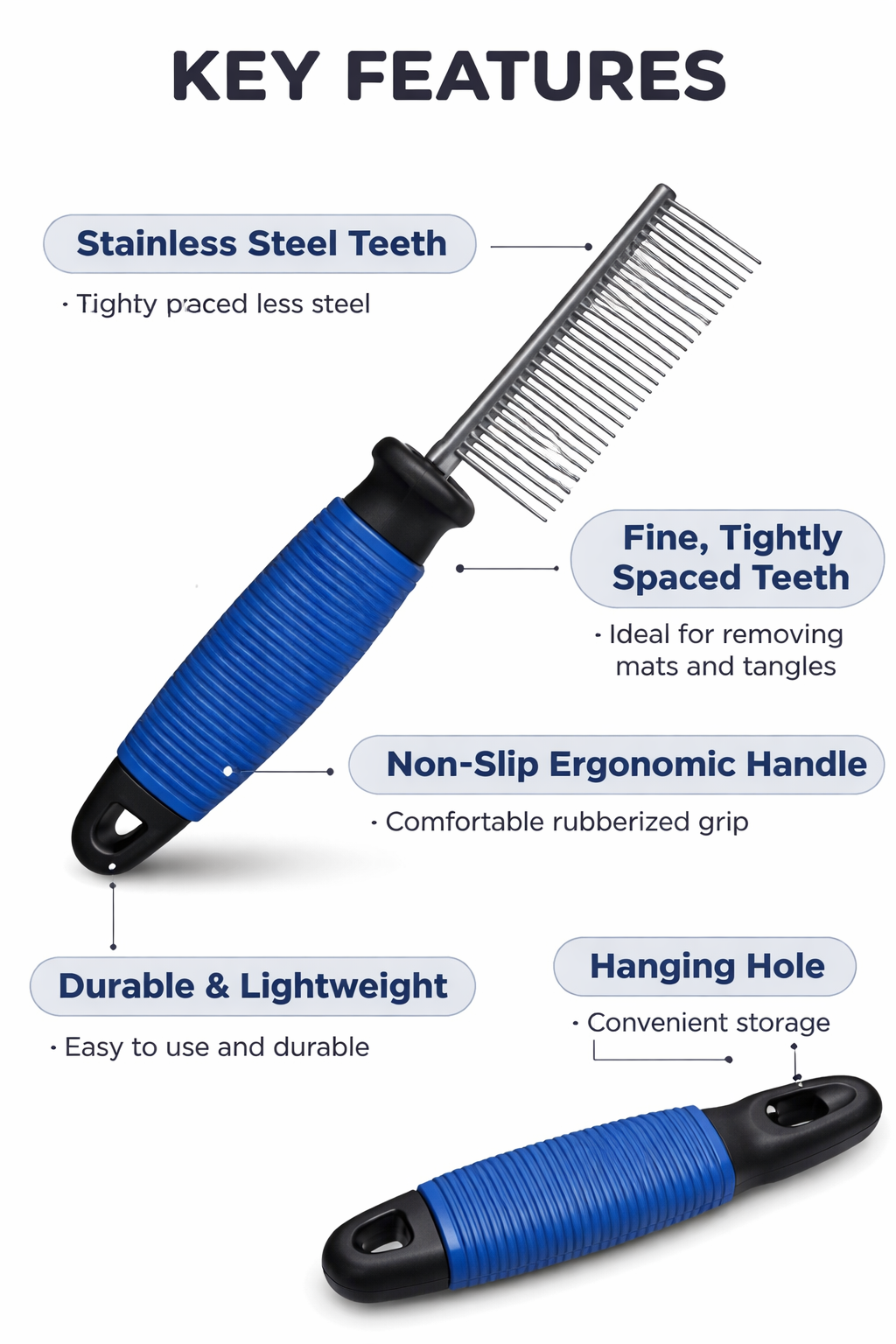 Stainless Steel Pet Grooming Comb