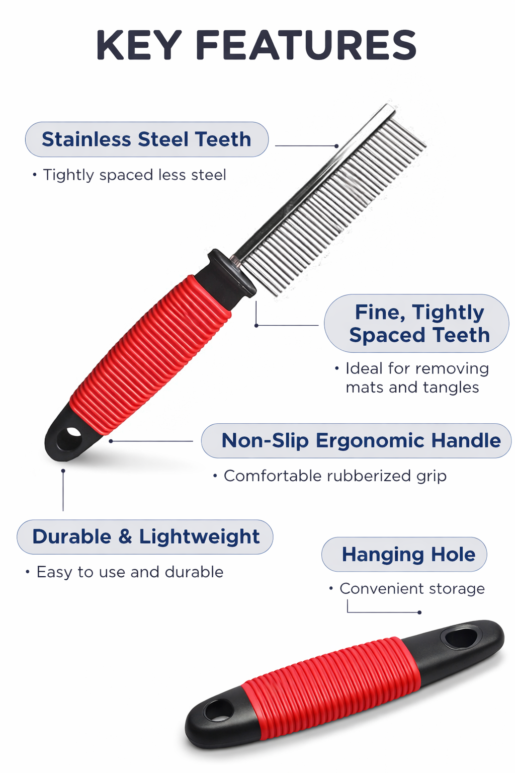 Stainless Steel Pet Grooming Comb