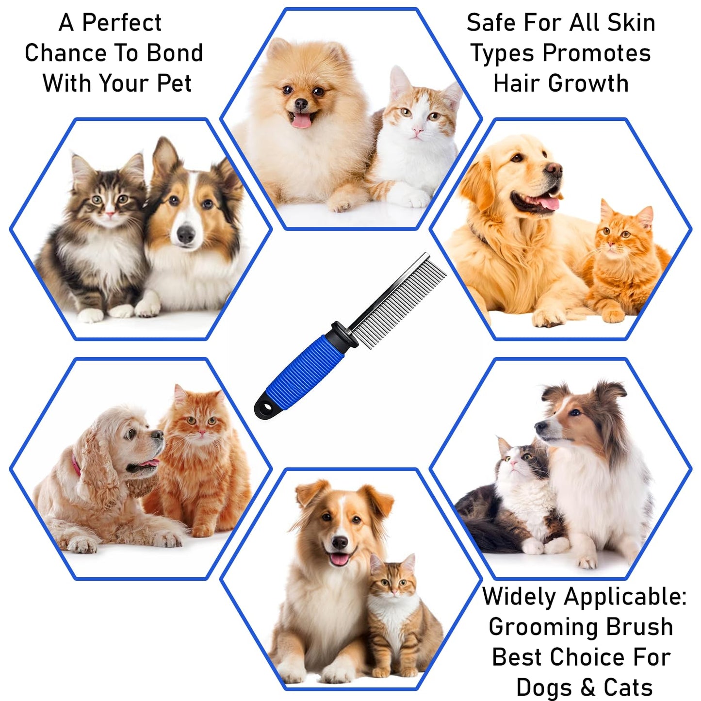 Single-Sided Pet Grooming Pin Comb