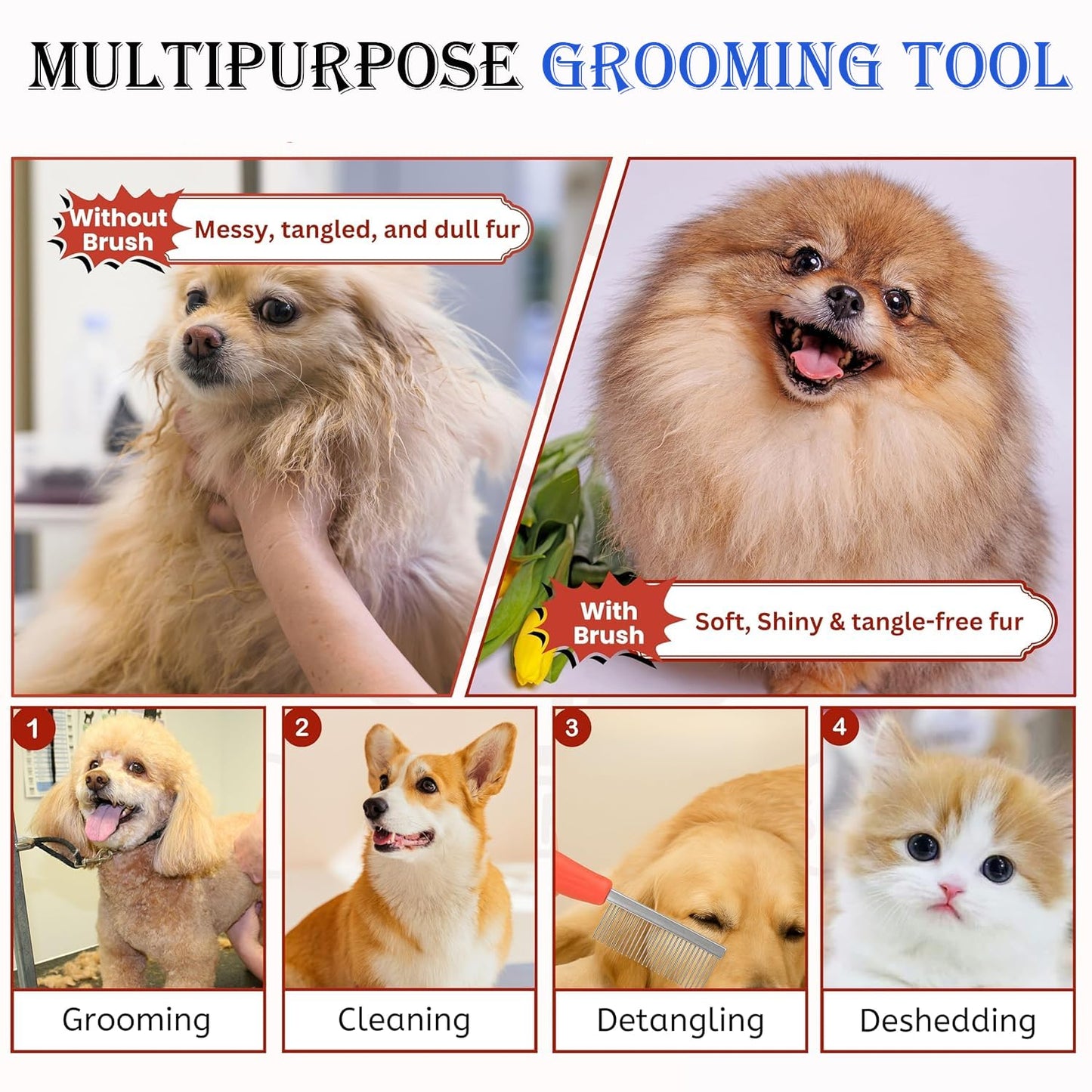 Single-Sided Pet Grooming Pin Comb
