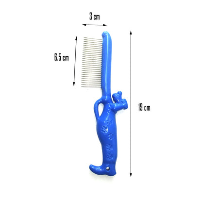 Stainless Steel Pet Grooming Comb for Cats & Dogs, Blue