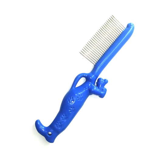 Stainless Steel Pet Grooming Comb for Cats & Dogs, Blue