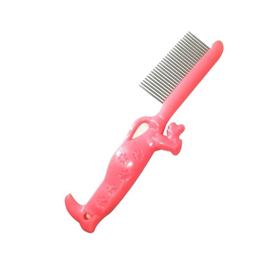 Stainless Steel Pet Grooming Comb for Cats & Dogs, Pink