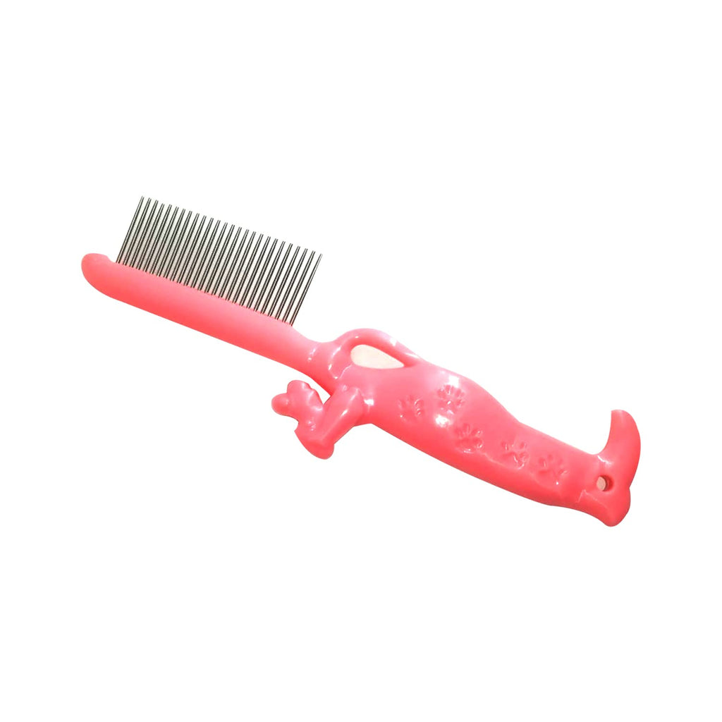 Stainless Steel Pet Grooming Comb for Cats & Dogs, Pink