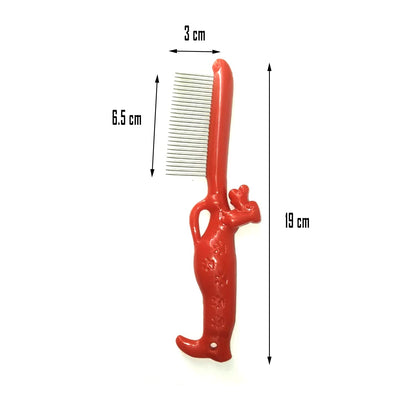 Stainless Steel Pet Grooming Comb for Cats & Dogs, Red