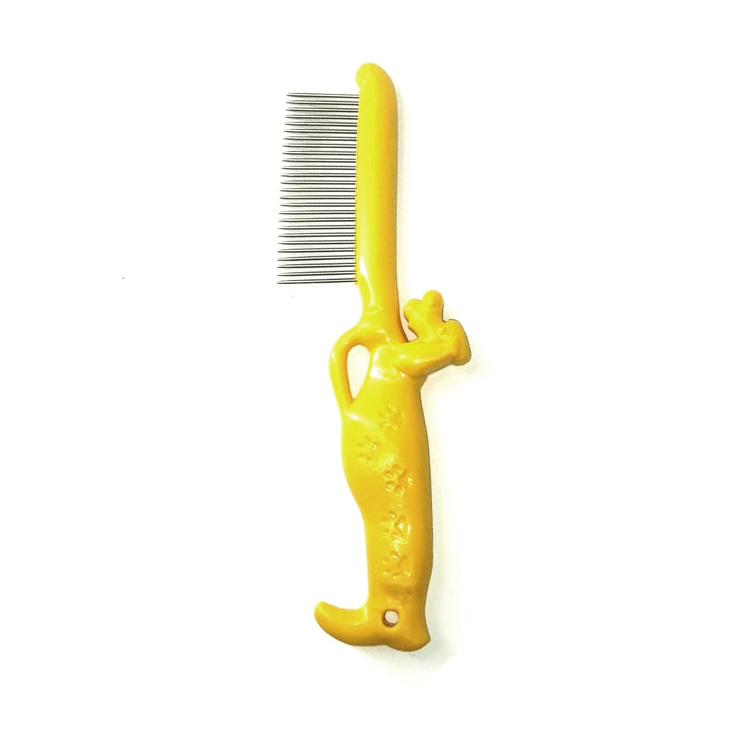Stainless Steel Pet Grooming Comb for Cats & Dogs, Yellow