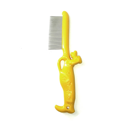 Stainless Steel Pet Grooming Comb for Cats & Dogs, Yellow