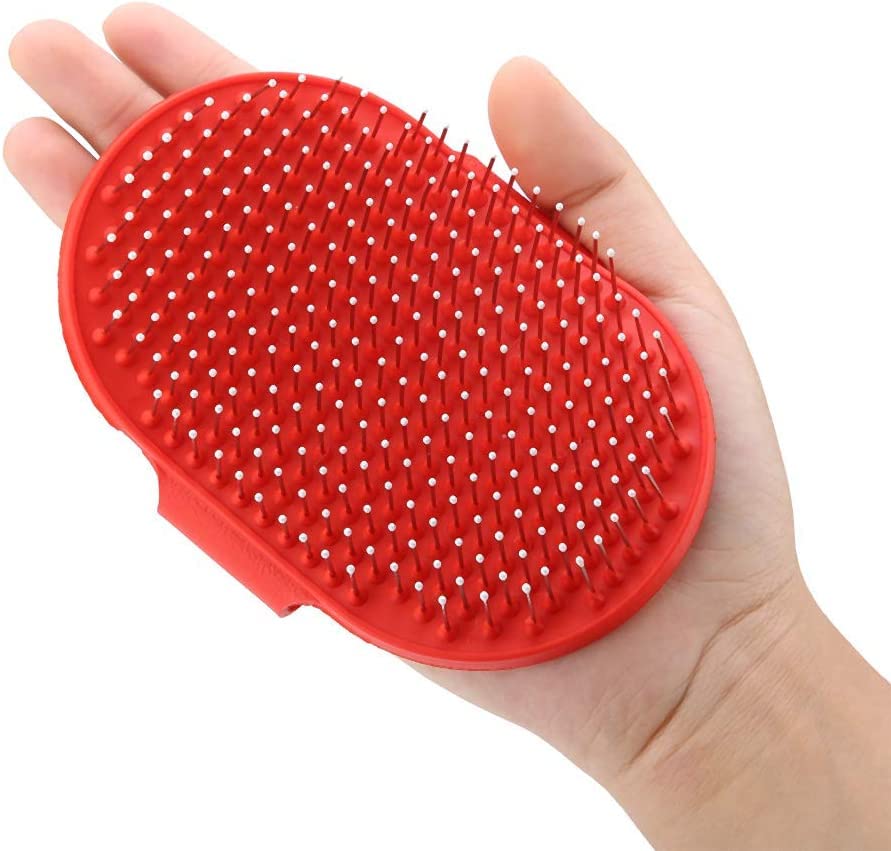 Hand Shaped Pet Bathing & Grooming Rubber Brush